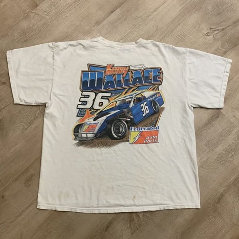 Vintage Kenny Wallace #36 Federated Auto Parts T-Shirt Men's XL Racing Flame Tee
